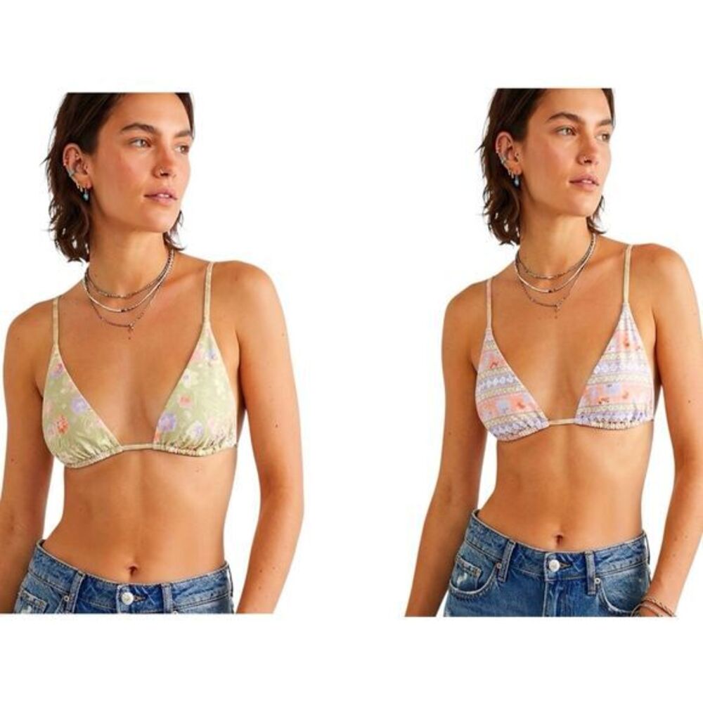 Billabong Womens Bikini Top Sz XL/14 Feelin Peaceful Swimsuit Reversible Summer